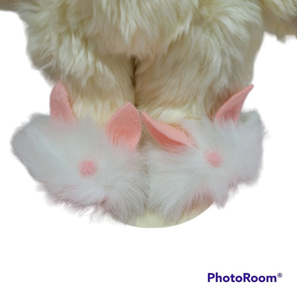 Annette Funicello Jointed White Teddy Bear Bunny Rabbit Slippers Heart Chain 13" - Picture 7 of 10
